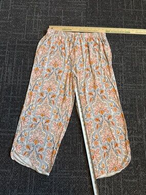 Soma Girls Peach and White Floral Pull-On Pants
